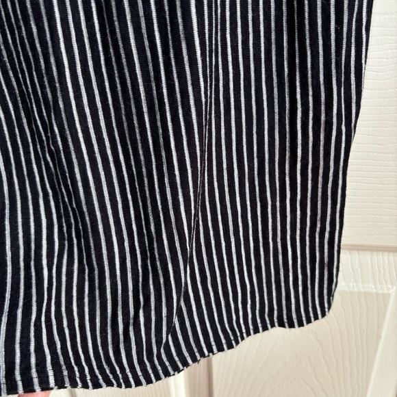 Derek Lam Dress Small Linen Blend Cowl Neck Black Gray Stripe Coastal Minimalist - Picture 8 of 10